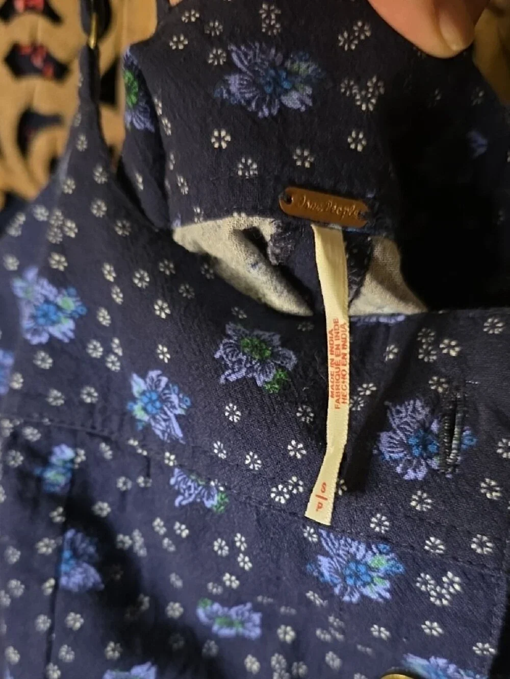 Free People Navy Blue Floral Button-Front Camisole